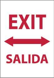 NMC - Exit, Pressure Sensitive Vinyl Exit Sign - 14" Wide x 20" High, English/Spanish - USA Tool & Supply