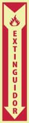 NMC - Extinguidor, Pressure Sensitive Vinyl Fire Sign - 4" Wide x 18" High, Spanish, Glow-in-the-Dark - USA Tool & Supply