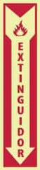 NMC - Extinguidor, Plastic Fire Sign - 4" Wide x 18" High, Spanish, Glow-in-the-Dark - USA Tool & Supply
