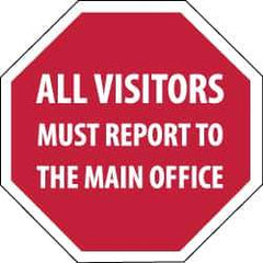 NMC - "Security Notice - All Visitors Must Report to the Main Office", 12" Long x 12" Wide, Rigid Plastic Safety Sign - Hexagon, 0.05" Thick, Use for Security & Admittance - USA Tool & Supply