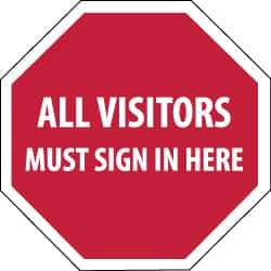 NMC - "Security Notice - All Visitors Must Sign in Here", 12" Long x 12" Wide, Rigid Plastic Safety Sign - Hexagon, 0.05" Thick, Use for Security & Admittance - USA Tool & Supply