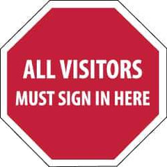 NMC - "Security Notice - All Visitors Must Sign in Here", 12" Long x 12" Wide, Rigid Plastic Safety Sign - Hexagon, 0.05" Thick, Use for Security & Admittance - USA Tool & Supply