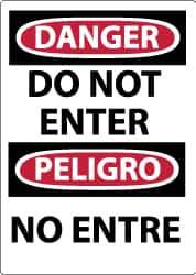 NMC - "Danger - Do Not Enter", 14" Long x 10" Wide, Pressure-Sensitive Vinyl Safety Sign - Rectangle, 0.004" Thick, Use for Security & Admittance - USA Tool & Supply