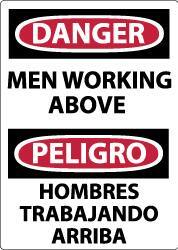 NMC - "Danger - Men Working Above", 14" Long x 10" Wide, Rigid Plastic Safety Sign - Rectangle, 0.05" Thick, Use for Accident Prevention - USA Tool & Supply