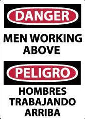 NMC - "Danger - Men Working Above", 14" Long x 10" Wide, Rigid Plastic Safety Sign - Rectangle, 0.05" Thick, Use for Accident Prevention - USA Tool & Supply