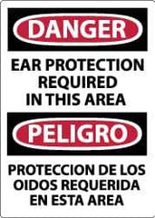 NMC - "Danger - Ear Protection Required in This Area", 14" Long x 10" Wide, Aluminum Safety Sign - Rectangle, 0.04" Thick, Use for Accident Prevention - USA Tool & Supply