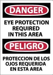 NMC - "Danger - Eye Protection Required in This Area", 14" Long x 10" Wide, Rigid Plastic Safety Sign - Rectangle, 0.05" Thick, Use for Accident Prevention - USA Tool & Supply