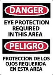 NMC - "Danger - Eye Protection Required in This Area", 14" Long x 10" Wide, Rigid Plastic Safety Sign - Rectangle, 0.05" Thick, Use for Accident Prevention - USA Tool & Supply