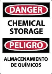 NMC - "Danger - Chemical Storage", 14" Long x 10" Wide, Pressure-Sensitive Vinyl Safety Sign - Rectangle, 0.004" Thick, Use for Hazardous Materials - USA Tool & Supply