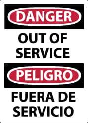 NMC - "Danger - Out of Service", 14" Long x 10" Wide, Rigid Plastic Safety Sign - Rectangle, 0.05" Thick, Use for Accident Prevention - USA Tool & Supply