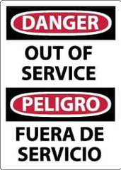 NMC - "Danger - Out of Service", 14" Long x 10" Wide, Rigid Plastic Safety Sign - Rectangle, 0.05" Thick, Use for Accident Prevention - USA Tool & Supply