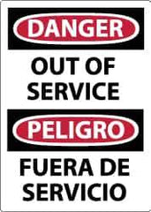 NMC - "Danger - Out of Service", 14" Long x 10" Wide, Pressure-Sensitive Vinyl Safety Sign - Rectangle, 0.004" Thick, Use for Accident Prevention - USA Tool & Supply