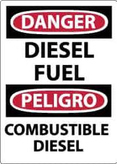 NMC - "Danger - Diesel Fuel", 14" Long x 10" Wide, Rigid Plastic Safety Sign - Rectangle, 0.05" Thick, Use for Hazardous Materials - USA Tool & Supply