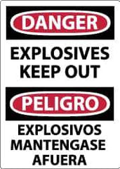 NMC - "Danger - Explosives - Keep Out", 14" Long x 10" Wide, Aluminum Safety Sign - Rectangle, 0.04" Thick, Use for Accident Prevention - USA Tool & Supply