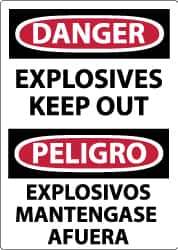NMC - "Danger - Explosives - Keep Out", 14" Long x 10" Wide, Pressure-Sensitive Vinyl Safety Sign - Rectangle, 0.004" Thick, Use for Accident Prevention - USA Tool & Supply