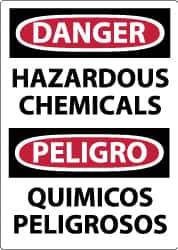 NMC - "Danger - Hazardous Chemicals", 14" Long x 10" Wide, Rigid Plastic Safety Sign - Rectangle, 0.05" Thick, Use for Hazardous Materials - USA Tool & Supply