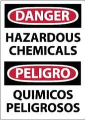 NMC - "Danger - Hazardous Chemicals", 14" Long x 10" Wide, Rigid Plastic Safety Sign - Rectangle, 0.05" Thick, Use for Hazardous Materials - USA Tool & Supply