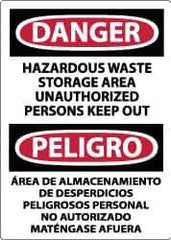 NMC - "Danger - Hazardous Waste Storage Area - Unauthorized Persons Keep Out", 14" Long x 10" Wide, Aluminum Safety Sign - Rectangle, 0.04" Thick, Use for Hazardous Materials - USA Tool & Supply