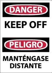 NMC - "Danger - Keep Off", 14" Long x 10" Wide, Pressure-Sensitive Vinyl Safety Sign - Rectangle, 0.004" Thick, Use for Hazardous Materials - USA Tool & Supply