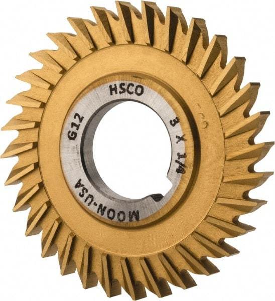 Made in USA - 3" Blade Diam x 1/4" Blade Thickness, 1" Hole, 32 Teeth, Cobalt Side Chip Saw - Straight Tooth, Arbor Connection, Right Hand Cut, TiN, with Keyway - USA Tool & Supply