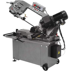 Jet - 8 x 14" Max Capacity, Manual Geared Head Horizontal Bandsaw - 135, 197 & 256 SFPM Blade Speed, 110/220 Volts, 45°, 1 hp, 1 Phase - USA Tool & Supply