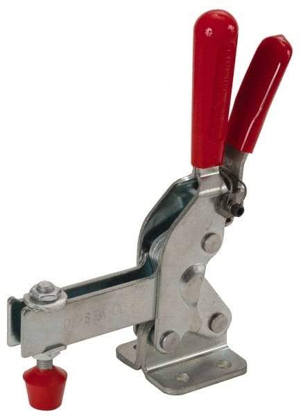 De-Sta-Co - 1,400 Lb Holding Capacity, Vertical Handle, Manual Hold Down Toggle Clamp - 66° Handle Movement, 78° Bar Opening, U-Bar, Flanged Base, Electro-Plated Zinc, Carbon Steel - USA Tool & Supply