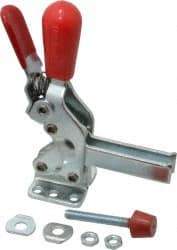 De-Sta-Co - 600 Lb Holding Capacity, Vertical Handle, Manual Hold Down Toggle Clamp - 66° Handle Movement, 75° Bar Opening, U-Bar, Flanged Base, Electro-Plated Zinc, Carbon Steel - USA Tool & Supply