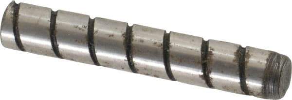 Jergens - 1/4" Diam x 1-1/2" Pin Length Alloy Steel Grooved Dowel Pin - C 47-58 & C 60-64 (Surface) Hardness, 1 Beveled & 1 Threaded End - USA Tool & Supply