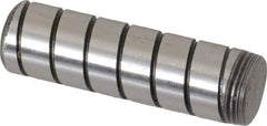 Jergens - 7/16" Diam x 1-1/2" Pin Length Alloy Steel Grooved Dowel Pin - C 47-58 & C 60-64 (Surface) Hardness, 1 Beveled & 1 Threaded End - USA Tool & Supply