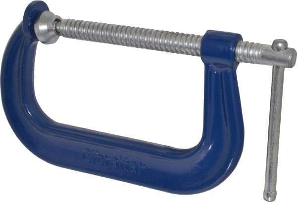 Gibraltar - Regular-Duty 6" Max Opening, 4-1/8" Throat Depth, Forged Steel Standard C-Clamp - 6,600 Lb Capacity, 0" Min Opening, Deep Throat - USA Tool & Supply