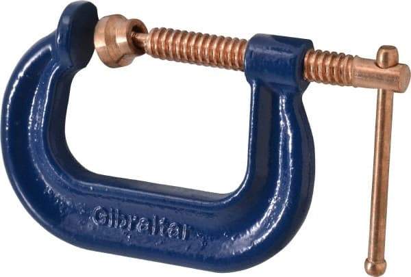 Gibraltar - Regular-Duty 2" Max Opening, 2" Throat Depth, Forged Steel Standard C-Clamp - 3,500 Lb Capacity, 0" Min Opening, Deep Throat, Copper Plated Screw - USA Tool & Supply