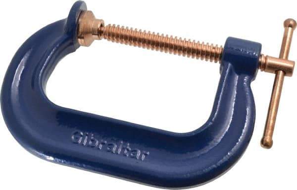 Gibraltar - Regular-Duty 3" Max Opening, 2-3/8" Throat Depth, Forged Steel Standard C-Clamp - 3,500 Lb Capacity, 0" Min Opening, Deep Throat, Copper Plated Screw - USA Tool & Supply