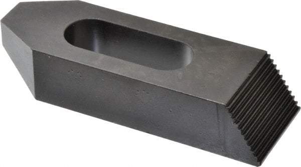 Gibraltar - 7/8, 1" Stud, Steel, Serrated Strap Clamp - 1-11/16" Travel, 6" OAL x 2" Wide x 1-1/4" High, Black Oxide Finish, Tapered Nose - USA Tool & Supply