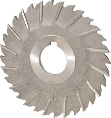 Made in USA - 4" Blade Diam x 5/32" Blade Thickness, 1" Hole, 32 Teeth, Cobalt Side Chip Saw - Staggered Tooth, Arbor Connection, Right Hand Cut, TiN, with Keyway - USA Tool & Supply