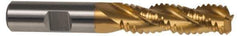 Hertel - 3/4" Diam, Coarse Pitch, 2-1/4" LOC, 3 Flute Cobalt Roughing Square End Mill - TiN Finish, 4-1/2" OAL, 3/4" Shank Diam, Single End, Centercutting, 37° Helix - USA Tool & Supply