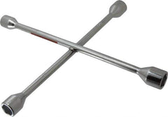 Omega Lift Equipment - 14" Long Cross Shaped Lug Nut Wrench Tire Iron - 11/16, 3/4, 13/16, 7/8" Hex - USA Tool & Supply