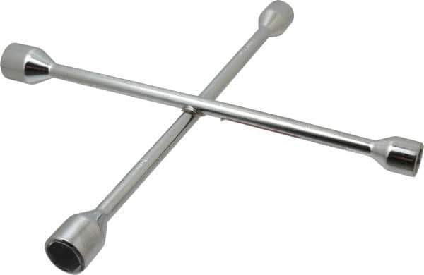 Omega Lift Equipment - 14" Long Cross Shaped Lug Nut Wrench Tire Iron - 17, 19, 21, 23mm - USA Tool & Supply