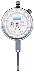 Fowler - 1" Range, 0-100, 0-200-0 Dial Reading, 0.001" Graduation Dial Drop Indicator - 2-1/4" Dial, 0.1" Range per Revolution, Revolution Counter - USA Tool & Supply