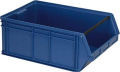 Quantum Storage - 80 Lb. Load Capacity, 19-3/4" Deep, Blue Polyethylene Hopper Stacking Bin - 5-7/8" High x 12-3/8" Wide x 19-3/4" Long - USA Tool & Supply