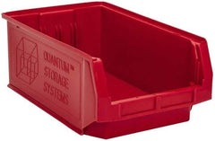 Quantum Storage - 90 Lb. Load Capacity, 19-3/4" Deep, Red Polyethylene Hopper Stacking Bin - 7-7/8" High x 12-3/8" Wide x 19-3/4" Long - USA Tool & Supply