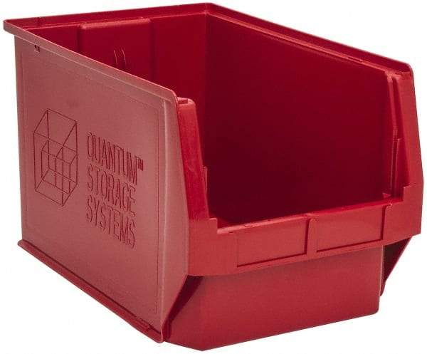 Quantum Storage - 100 Lb. Load Capacity, 19-3/4" Deep, Red Polyethylene Hopper Stacking Bin - 11-7/8" High x 12-3/8" Wide x 19-3/4" Long - USA Tool & Supply