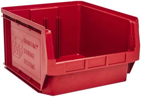 Quantum Storage - 120 Lb. Load Capacity, 19-3/4" Deep, Red Polyethylene Hopper Stacking Bin - 11-7/8" High x 18-3/8" Wide x 19-3/4" Long - USA Tool & Supply