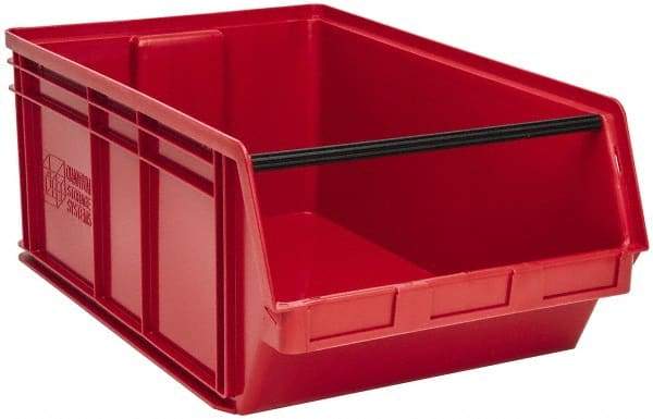 Quantum Storage - 140 Lb. Load Capacity, 29" Deep, Red Polyethylene Hopper Stacking Bin - 11-7/8" High x 18-3/8" Wide x 29" Long - USA Tool & Supply