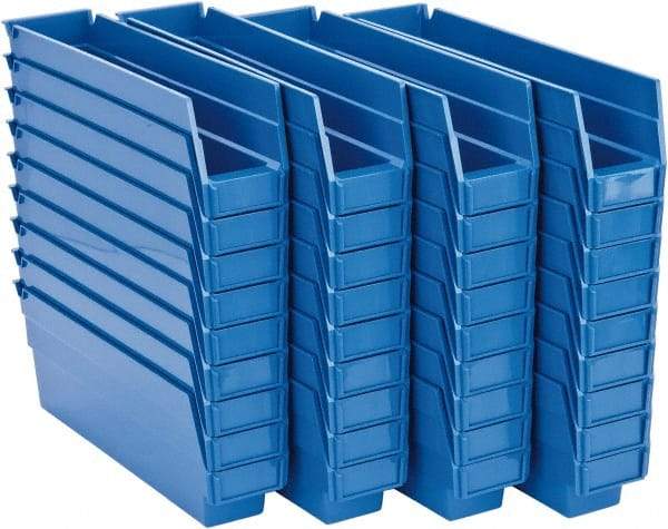 Quantum Storage - 50 Lb. Load Capacity, 11-5/8" Deep, Blue Polypropylene Hopper Shelf Bin - 4" High x 2-3/4" Wide x 11-5/8" Long - USA Tool & Supply