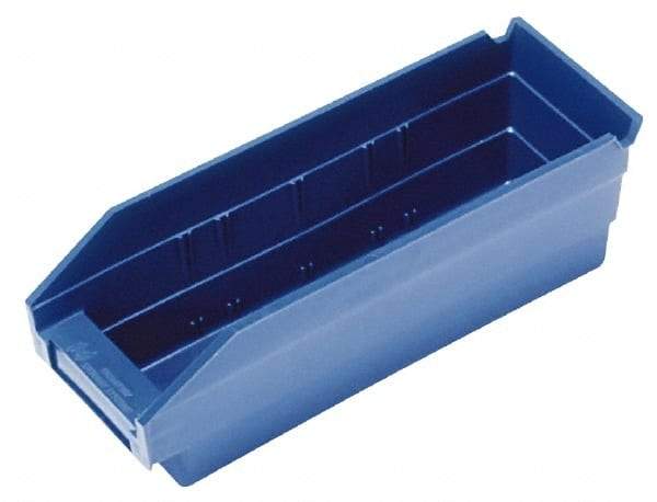 Quantum Storage - 50 Lb. Load Capacity, 17-7/8" Deep, Blue Polypropylene Hopper Shelf Bin - 4" High x 4-1/8" Wide x 17-7/8" Long - USA Tool & Supply