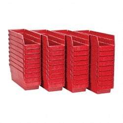 Quantum Storage - 50 Lb. Load Capacity, 11-5/8" Deep, Red Polypropylene Hopper Shelf Bin - 4" High x 4-1/8" Wide x 11-5/8" Long - USA Tool & Supply