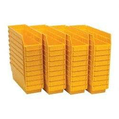 Quantum Storage - 50 Lb. Load Capacity, 11-5/8" Deep, Yellow Polypropylene Hopper Shelf Bin - 4" High x 4-1/8" Wide x 11-5/8" Long - USA Tool & Supply