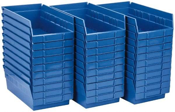 Quantum Storage - 50 Lb. Load Capacity, 11-5/8" Deep, Blue Polypropylene Hopper Shelf Bin - 4" High x 6-5/8" Wide x 11-5/8" Long - USA Tool & Supply