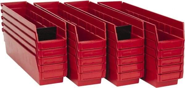 Quantum Storage - 50 Lb. Load Capacity, 17-7/8" Deep, Red Polypropylene Hopper Shelf Bin - 4" High x 4-1/8" Wide x 17-7/8" Long - USA Tool & Supply
