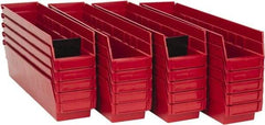 Quantum Storage - 50 Lb. Load Capacity, 17-7/8" Deep, Red Polypropylene Hopper Shelf Bin - 4" High x 4-1/8" Wide x 17-7/8" Long - USA Tool & Supply